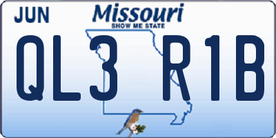MO license plate QL3R1B