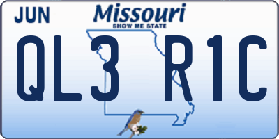 MO license plate QL3R1C