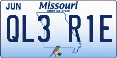 MO license plate QL3R1E