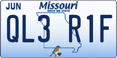 MO license plate QL3R1F