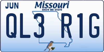 MO license plate QL3R1G
