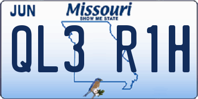MO license plate QL3R1H