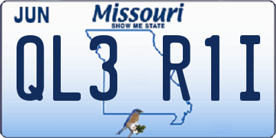 MO license plate QL3R1I