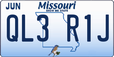 MO license plate QL3R1J