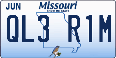 MO license plate QL3R1M