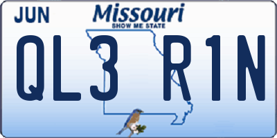 MO license plate QL3R1N