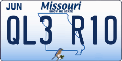 MO license plate QL3R1O
