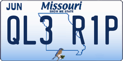 MO license plate QL3R1P