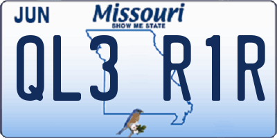 MO license plate QL3R1R
