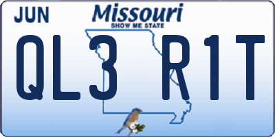 MO license plate QL3R1T