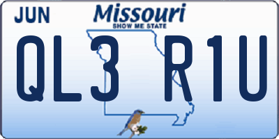 MO license plate QL3R1U