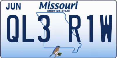MO license plate QL3R1W