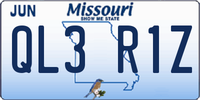 MO license plate QL3R1Z