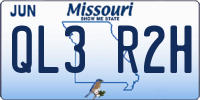 MO license plate QL3R2H