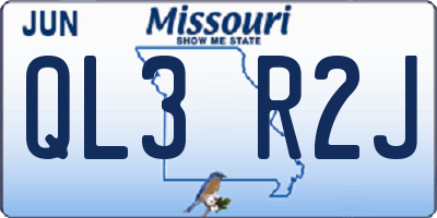 MO license plate QL3R2J