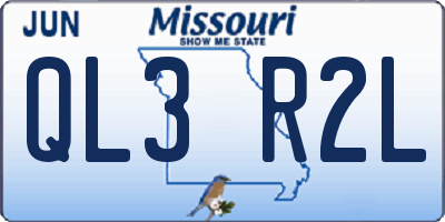 MO license plate QL3R2L