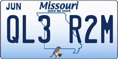 MO license plate QL3R2M