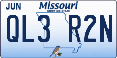 MO license plate QL3R2N