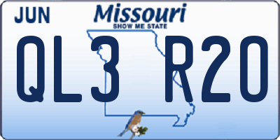 MO license plate QL3R2O