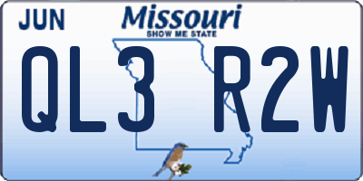 MO license plate QL3R2W