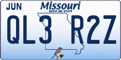 MO license plate QL3R2Z