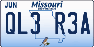 MO license plate QL3R3A