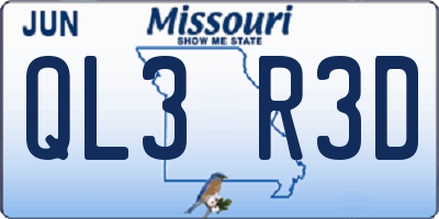 MO license plate QL3R3D