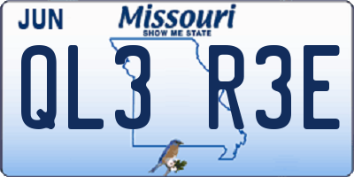 MO license plate QL3R3E