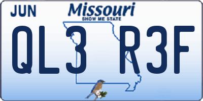 MO license plate QL3R3F