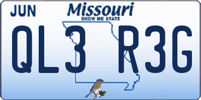 MO license plate QL3R3G