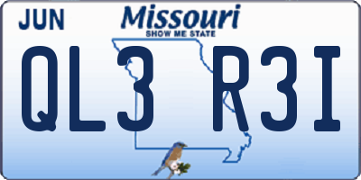 MO license plate QL3R3I
