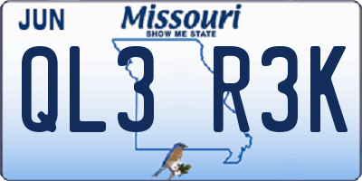 MO license plate QL3R3K