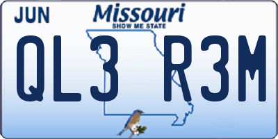 MO license plate QL3R3M