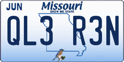 MO license plate QL3R3N