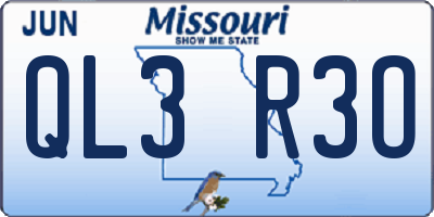 MO license plate QL3R3O