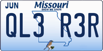 MO license plate QL3R3R