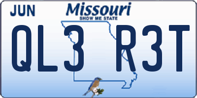 MO license plate QL3R3T