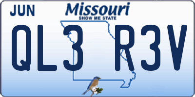 MO license plate QL3R3V