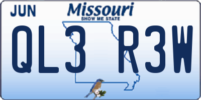 MO license plate QL3R3W