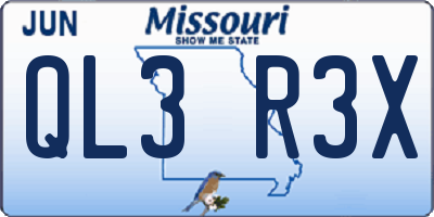 MO license plate QL3R3X