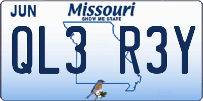 MO license plate QL3R3Y