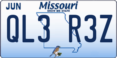 MO license plate QL3R3Z