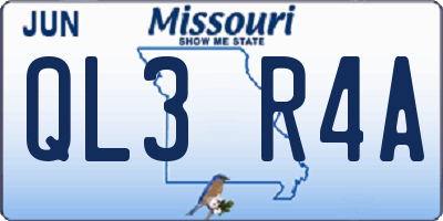 MO license plate QL3R4A