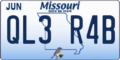 MO license plate QL3R4B