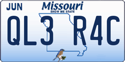 MO license plate QL3R4C