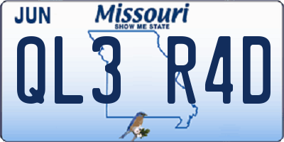 MO license plate QL3R4D