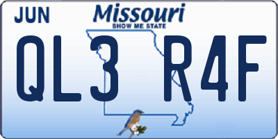 MO license plate QL3R4F
