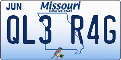 MO license plate QL3R4G