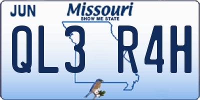 MO license plate QL3R4H
