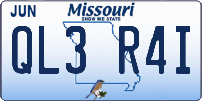 MO license plate QL3R4I